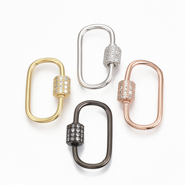 

PandaHall Brass Micro Pave Clear Cubic Zirconia Screw Carabiner Lock Charms, for Necklaces Making, Oval, Mixed Color, 24.5~26x15.5x1.5mm...