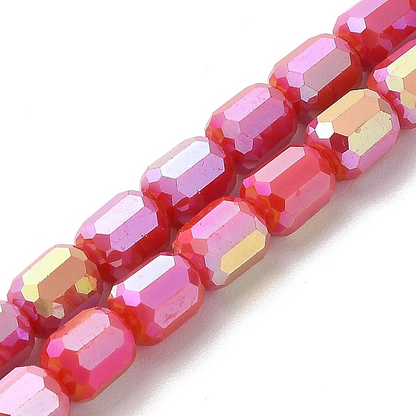 

PandaHall Electroplate Glass Beads Strands, Opaque Solid Color, AB Color Plated, Faceted, Column, Orange Red, 6x7~7.5mm, Hole: 1mm, about...