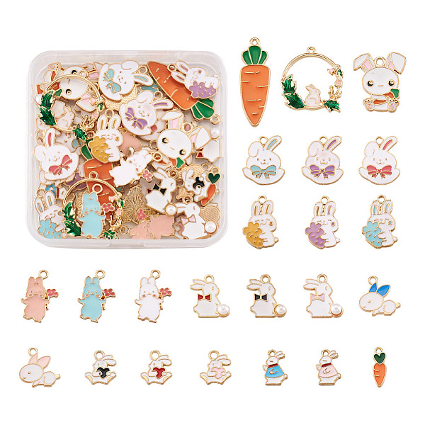 

PandaHall Kissitty 46Pcs 23 Styles Alloy Enamel Pendants, Mixed Color, 2pcs/style Alloy+Enamel Rabbit Multicolor