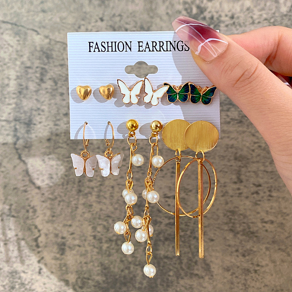 Ensembles de boucles d'oreilles en alliage et perles en plastique