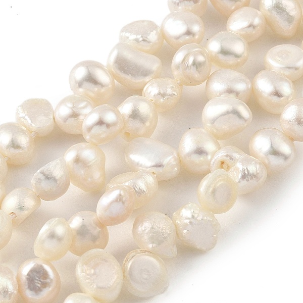 

PandaHall Natural Cultured Freshwater Pearl Beads Strands, Top Drilled, Two Sides Polished, Old Lace, 6~7mm, Hole: 0.5mm, about 29pcs/strand...