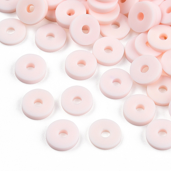 

PandaHall Handmade Polymer Clay Beads, Disc/Flat Round, Heishi Beads, Pink, 6x1mm, Hole: 2mm, about 23500pcs/1000g Polymer Clay Disc Pink