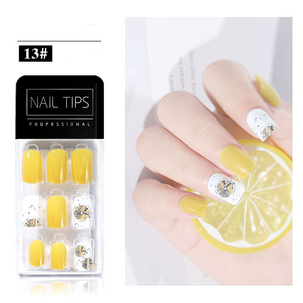 

PandaHall 30pcs PVC False Nail Tips, Yellow, 9.8x4.3cm Plastic Yellow