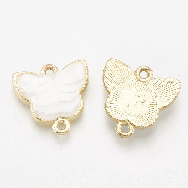 

PandaHall Alloy Enamel Links connectors, Butterfly, Light Gold, White, 17.5x17.5x3.5mm, Hole: 1.5mm Alloy+Enamel Butterfly White
