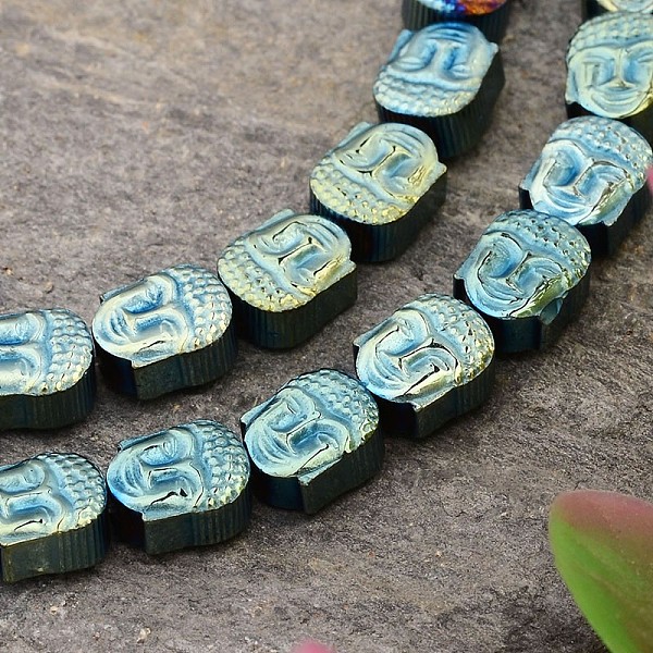

PandaHall Electroplated Buddha Non-magnetic Synthetic Hematite Bead Strands, Green Plated, 8x7x4mm, Hole: 1mm, about 49pcs/strand, 15.9 inch...