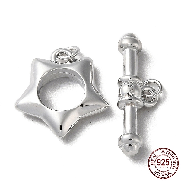 

PandaHall Rhodium Plated 925 Sterling Silver Toggle Clasps, Long-Lasting Plated, Star with 925 Stamp, Real Platinum Plated, Star...