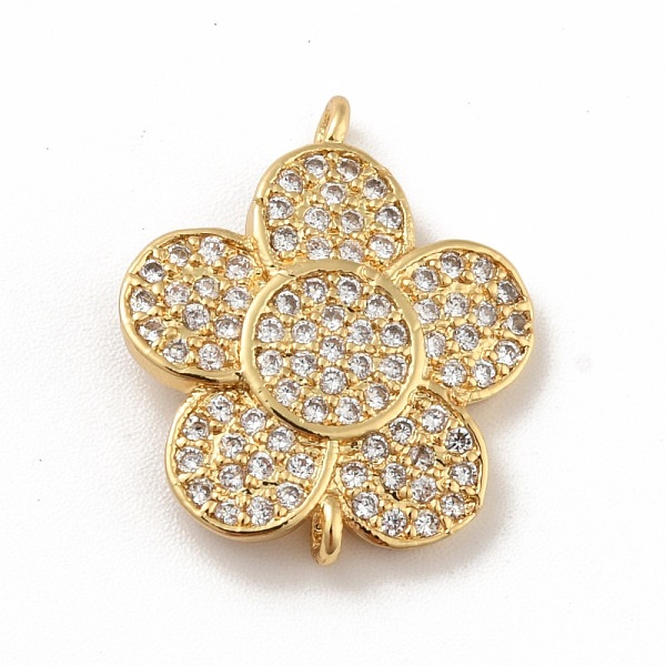 

PandaHall Brass Micro Pave Cubic Zirconia Connector Charms, Cadmium Free & Lead Free, Long-Lasting Plated, Flower, Real 18K Gold Plated..., Clear