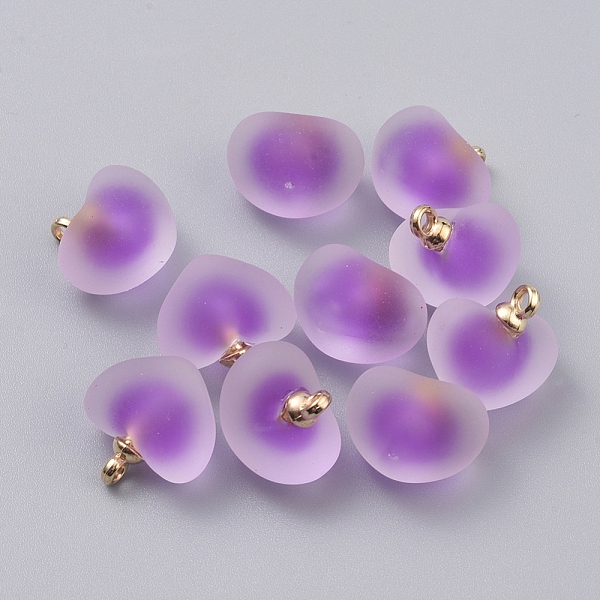 

PandaHall Frosted Transparent Acrylic Pendants, Bead in Bead, with CCB Plastic Pendant Bails, Heart, Light Gold, Dark Orchid, 18x18x14mm..., Purple