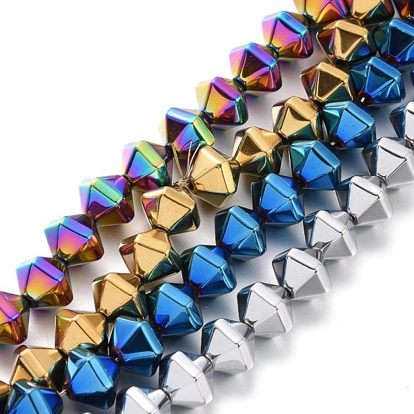 

PandaHall Electroplated Non-magnetic Synthetic Hematite Beads Strands, Faceted, Bicone, Mixed Color, 8x10x8.5mm, Hole: 0.8mm, about...