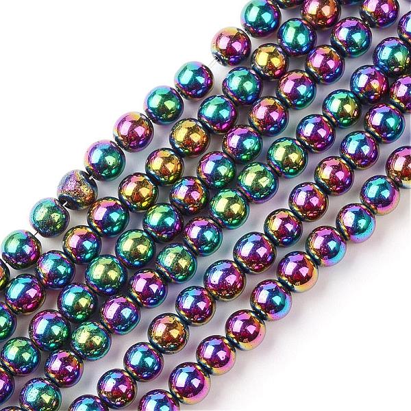

PandaHall Non-magnetic Synthetic Hematite Beads Strands, Grade A, Round, Multi-color Plated, 4mm, Hole: 1mm, about 95~100pcs/strand, 15.5...