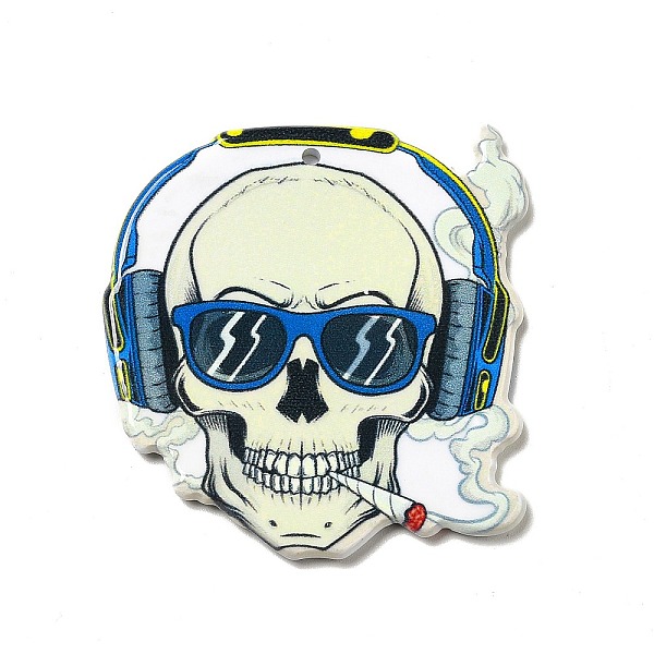 

PandaHall Acrylic Pendants, Skull Pattern, 45x43x2.6mm, Hole: 1.8mm Acrylic Skull