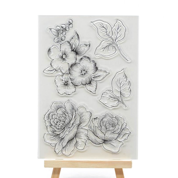 

PandaHall Flower & Leaf Plastic Stamps, for DIY Scrapbooking, Photo Album Decorative, Cards Making, Clear, 150x100mm Plastic Flower Clear