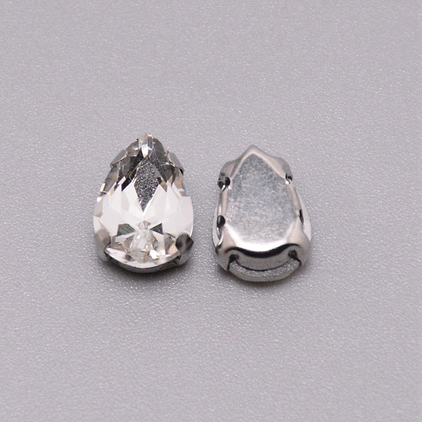 

PandaHall Sew on Rhinestone, Glass Rhinestone, with Platinum Stainless Steel Prong Settings, Garments Accessories, Teardrop, Crystal..., Clear