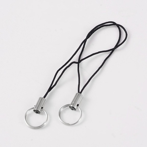 

PandaHall Nylon Cord Mobile Making Cord Loops, with Iron Findings, Black, 60x0.8mm Nylon Black