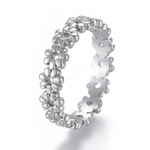 

PandaHall Brass Finger Rings, Flower, Platinum, Size 8, Inner Diameter: 18mm Brass