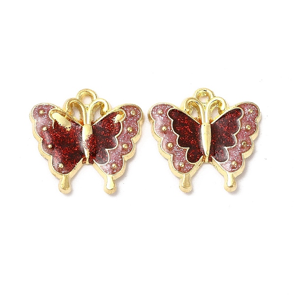 

PandaHall Alloy Enamel Pendants, with Glitter Powder, Cadmium Free & Nickel Free & Lead Free, Golden, Butterfly Charm, Red, 17x17.5x2.5mm...