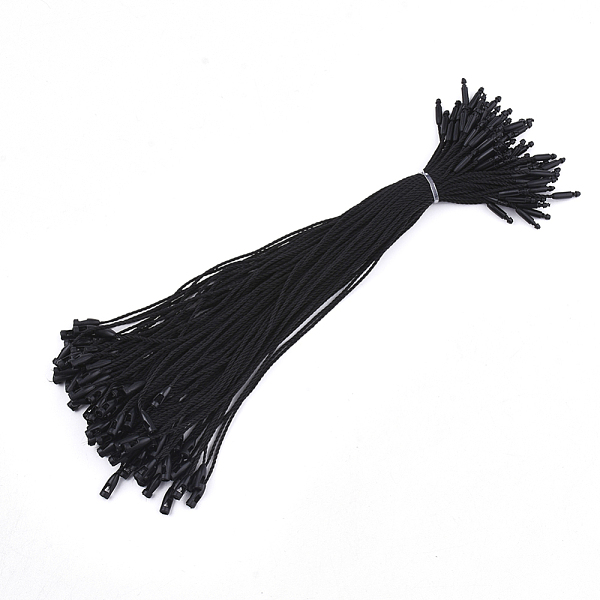 

PandaHall Polyester Cord with Seal Tag, Plastic Hang Tag Fasteners, Black, 205x1mm, Seal Tag: 12x3mm and 10x4mm, about 1000pcs/bag Plastic...