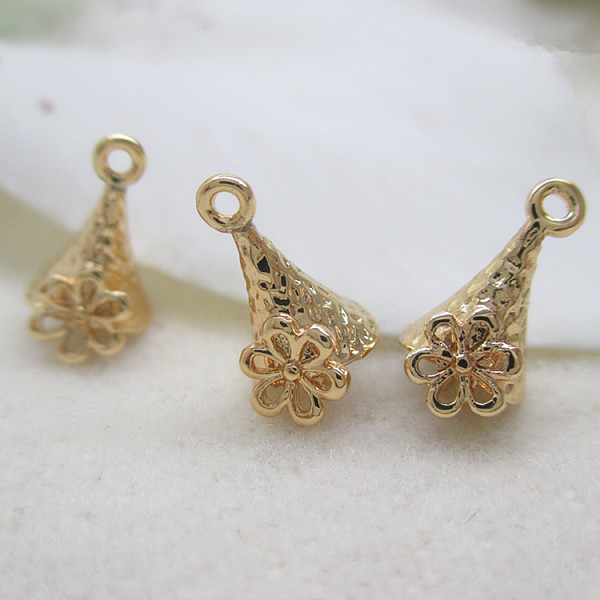 

PandaHall Brass Cup Peg Bails, Flower, for Half Drilled Beads, Golden, 10x6mm Brass