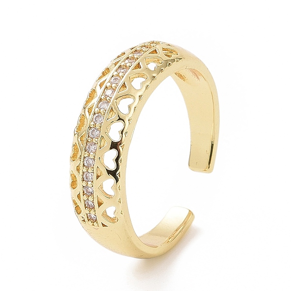 

PandaHall Clear Cubic Zirconia Hollow Out Heart Open Cuff Ring, Brass Jewelry for Women, Golden, Inner Diameter: 17mm Brass+Cubic Zirconia...