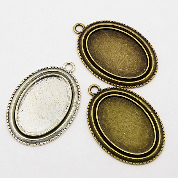 

PandaHall Tibetan Style Zinc Alloy Pendant Cabochon Settings, Cadmium Free & Lead Free, Mixed Color, Flat Oval Tray: 30x20mm, 44x30x2mm...