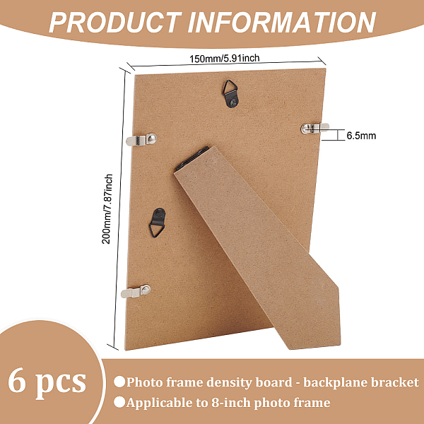 

PandaHall MDF Photo Frame Stand, with Iron Finmdings, for Wall Hanging and Tabletop Display, Rectangle, Tan, 200x150x6.5mm Wood Rectangle..., Orange