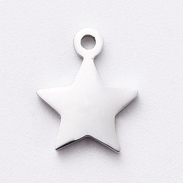 

PandaHall 304 Stainless Steel Charms, Manual Polishing, Star, Stainless Steel Color, 8.5x7x1mm, Hole: 0.8mm 304 Stainless Steel Star