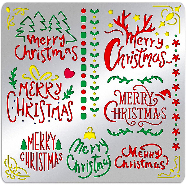 

PandaHall BENECREAT Merry Christmas Stencils 15.6x15.6cm Christmas Tree Antlers Snowflake Stainless Steel Stencil for Drawings and...
