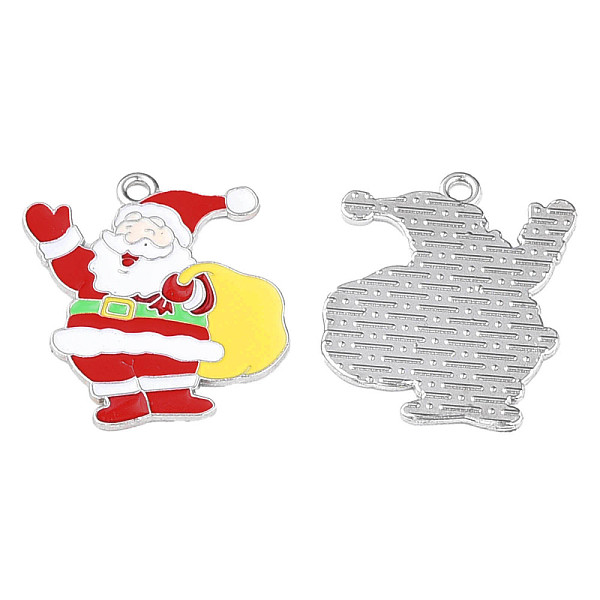 

PandaHall Rack Plating Alloy Enamel Pendants, Cadmium Free & Lead Free, Father Christmas, Platinum, 25x20.5x1mm, Hole: 1.8mm Alloy+Enamel...