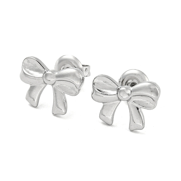 

PandaHall 304 Stainless Steel Stud Earrings, Bowknot, Stainless Steel Color, 9x12.5mm 304 Stainless Steel Bowknot