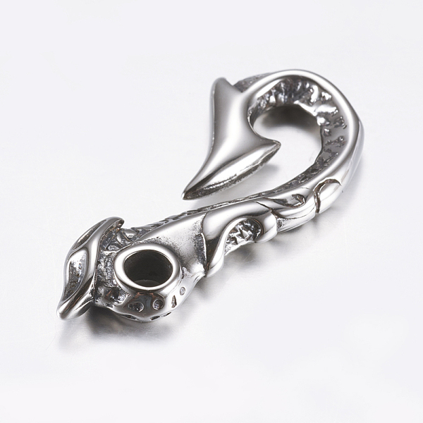 

PandaHall 316 Surgical Stainless Steel Hook Clasps, Fish Hook Charms, For Leather Cord Bracelets Making, Hook, Antique Silver, 45.5x22x5mm...