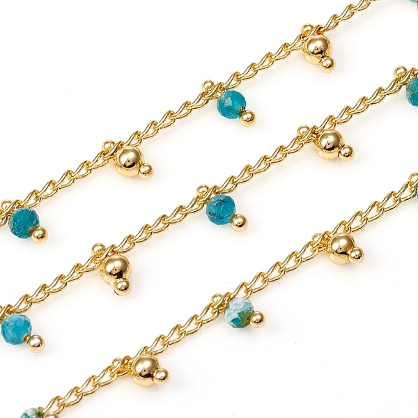 

PandaHall 3.28 Feet Handmade Faceted Natural Apatite Beaded Chains, Brass Curb Chains, Soldered, Long-Lasting Plated, Golden, 3x1.8x0.8mm...