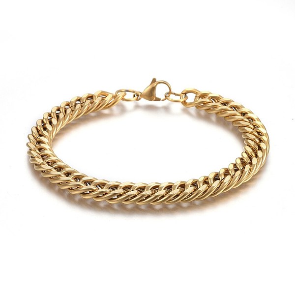 

PandaHall Ion Plating(IP) 304 Stainless Steel Cuban Link Chain Bracelets, with Lobster Claw Clasps, Golden, 9 inch(23cm), 9mm 304 Stainless...