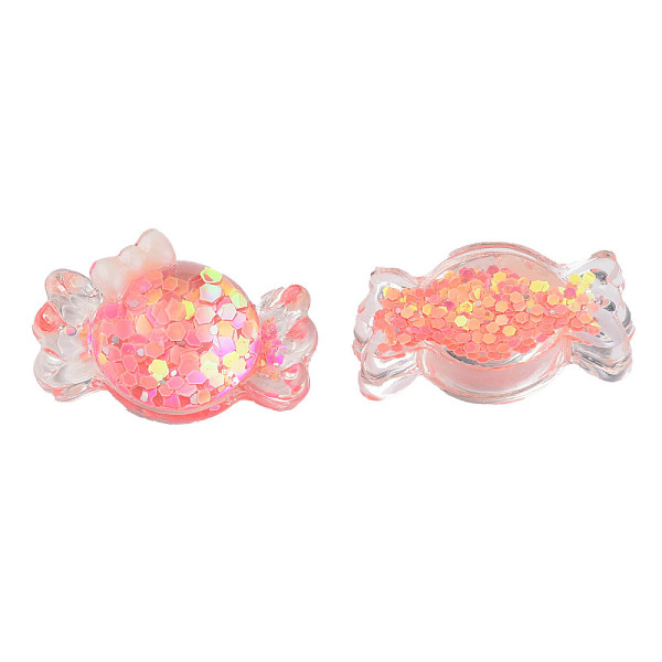 

PandaHall Transparent Epoxy Resin Cabochons, with Paillettes, Candy, Salmon, 14x24x9mm Epoxy Resin Candy Red