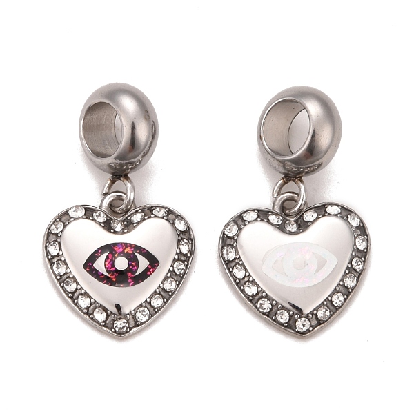 

PandaHall 304 Stainless Steel Crystal Rhinestone European Dangle Charms, Large Hole Pendants, with Enamel & Fluorescence Slice, Stainless..., Multicolor