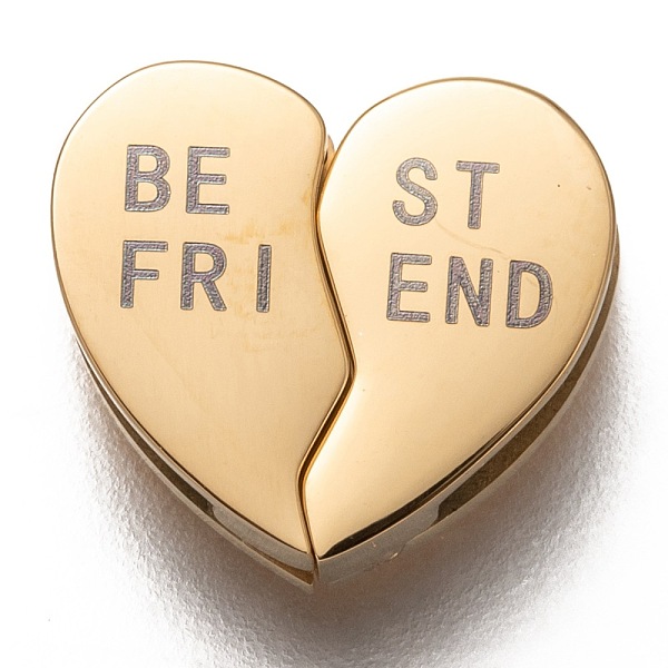 

PandaHall 304 Stainless Steel Split Slide Charms, Heart with Word Best Friend, Golden, 12x13x3.5mm, Hole: 7.5x1mm 304 Stainless Steel Heart