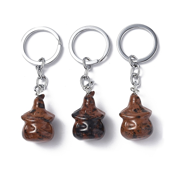 

PandaHall Natural Mahogany Obsidian Keychains, with Iron Keychain Clasps, Ghost, 8cm Mahogany Obsidian Ghost