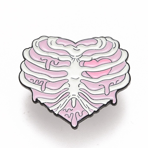

PandaHall Heart Skeleton Enamel Pin, Halloween Alloy Badge for Backpack Clothes, Electrophoresis Black, Pink, 26.5x30.5x1.5mm, Pin: 1.2mm...