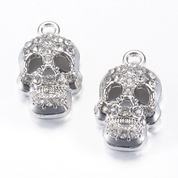 

PandaHall Alloy Rhinestone Pendants, Skull, Platinum, 25x15x7mm, Hole: 2.5mm Alloy+Rhinestone Skull Clear