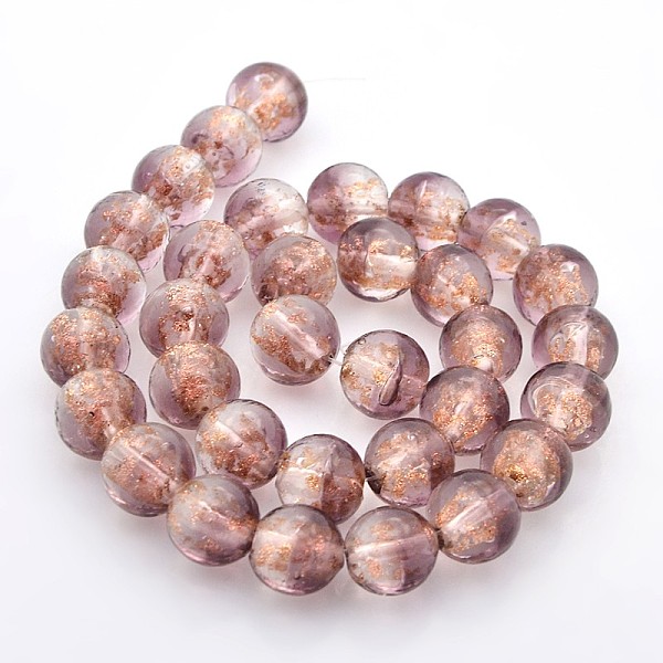 

PandaHall Handmade Two Tone Gold Sand Lampwork Round Beads Strands, Rosy Brown, 12mm, Hole: 1.6~2mm, about 33pcs/strand, 15.7 inch Lampwork...