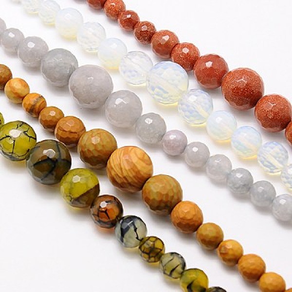 

PandaHall Natural & Synthetic Gemstone Beads Strands, Graduated Beads, Faceted, Round, Mixed Stone, Mixed Color, 6~14mm, Hole: 1mm Mixed..., Multicolor