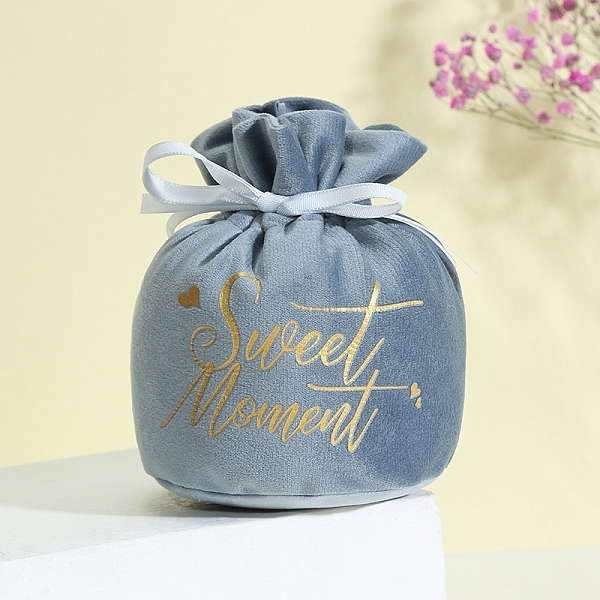 

PandaHall Velvet Drawstring Pouches, Candy Gift Bags Christmas Party Wedding Favors Bags, Light Steel Blue, 15x13cm Velvet
