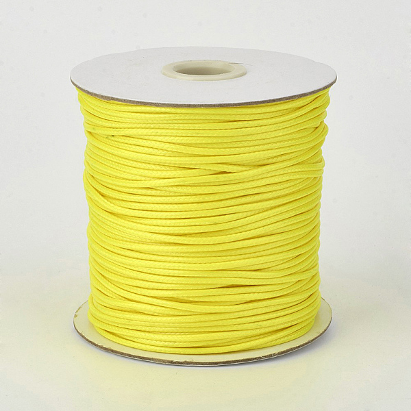 

PandaHall Eco-Friendly Korean Waxed Polyester Cord, Yellow, 0.5mm, about 169.51~174.98 Yards(155~160m)/Roll Waxed Polyester Cord Yellow