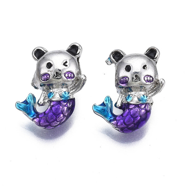 

PandaHall Rack Plating Alloy Enamel European Beads, Large Hole Beads, Cadmium Free & Nickel Free & Lead Free, Mermaid, Platinum, Blue Violet...