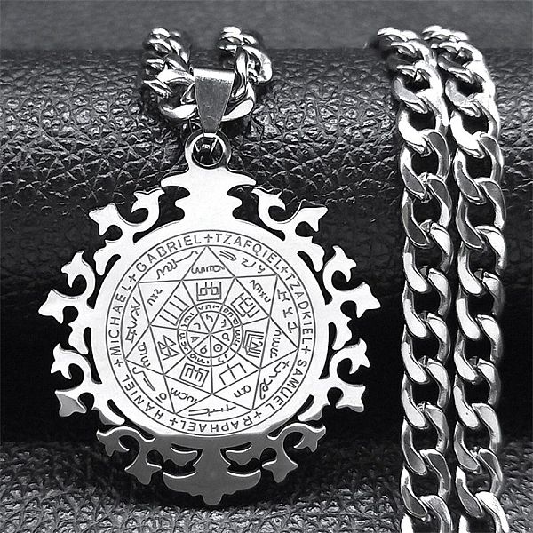 

PandaHall 304 Stainless Steel Pendant Necklaces for Women Men, Seven Archangels Amulet Necklace, Stainless Steel Color, 23.66 inch(60.1cm)...