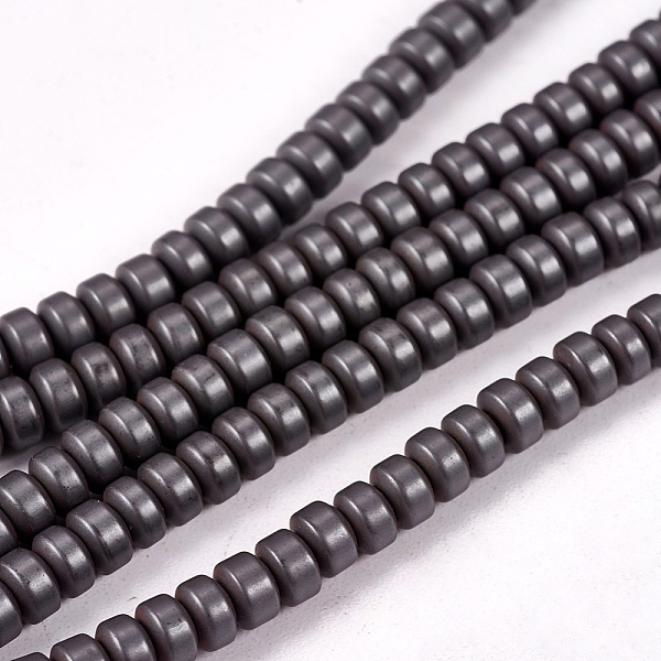 

PandaHall Matte Style Frosted Non-magnetic Synthetic Hematite Beads Strands, Heishi Beads, Flat Round/Disc, Black, 3x1.5mm, Hole: 1mm, about...
