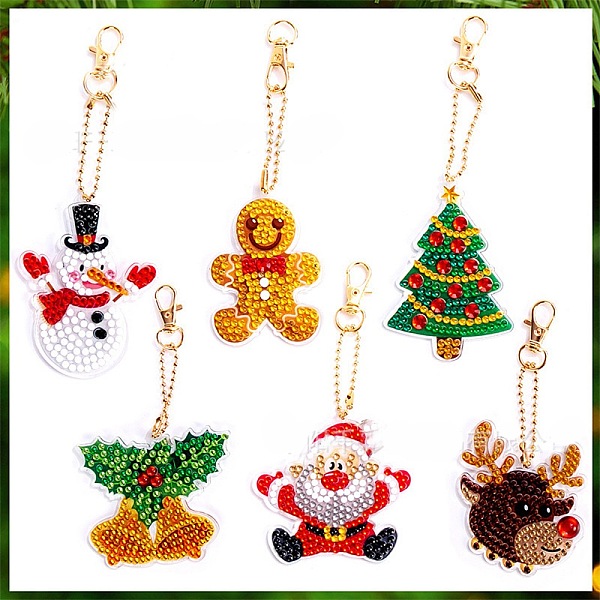 

PandaHall Christmas Theme DIY Diamond Painting Keychain Kit, Including Acrylic Board, Keychain Clasp, Bead Chain, Resin Rhinestones Bag...