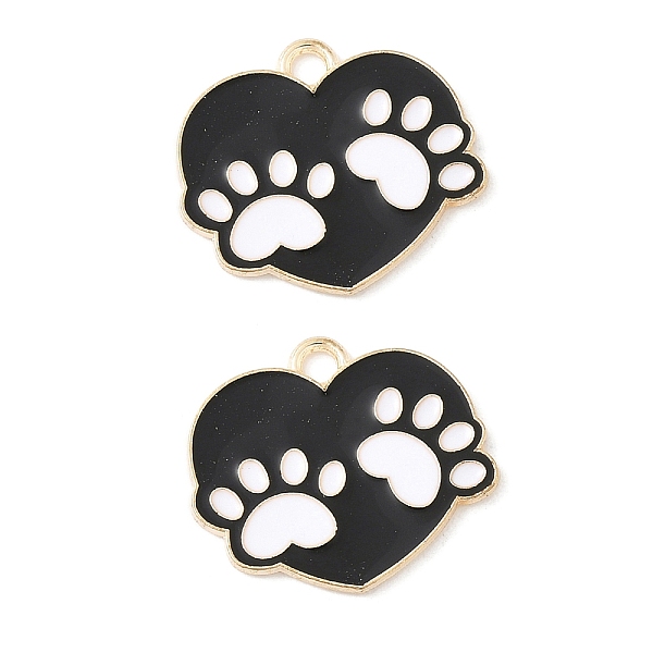 Alloy Enamel Paw Print Pendants