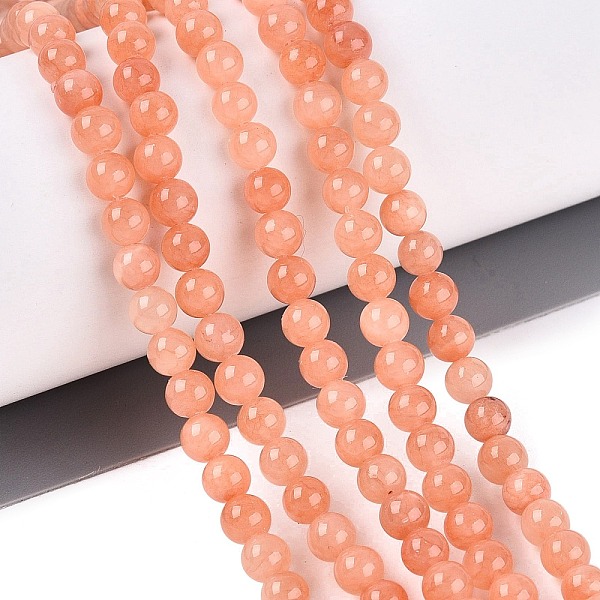 Chapelets de perles de pierres en jade jaune teinte