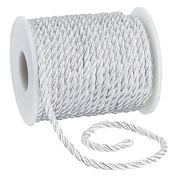 

PandaHall PH 3mm 21.9 Yards White Twisted Cord, 3 Layers Braided Cord with Spool, Decorative Twisted Satin, Glitter Rope Braided Cord for...