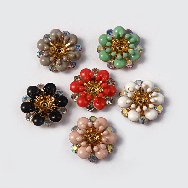 

PandaHall Flower Brass Rhinestone Enamel Cabochon Settings, Golden, Mixed Color, Tray: 4mm, 17.5x6mm, Hole: 1mm Brass+Enamel Flower..., Multicolor